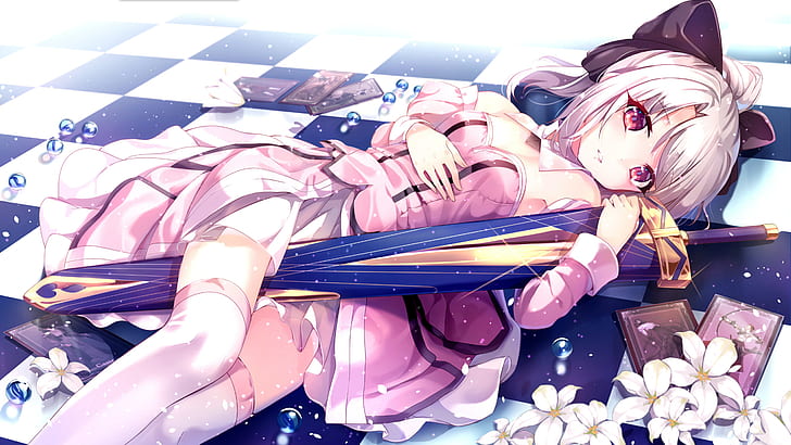 HD wallpaper: anime, comic art, anime girls, sword, fantasy girl, playing  cards | Wallpaper Flare