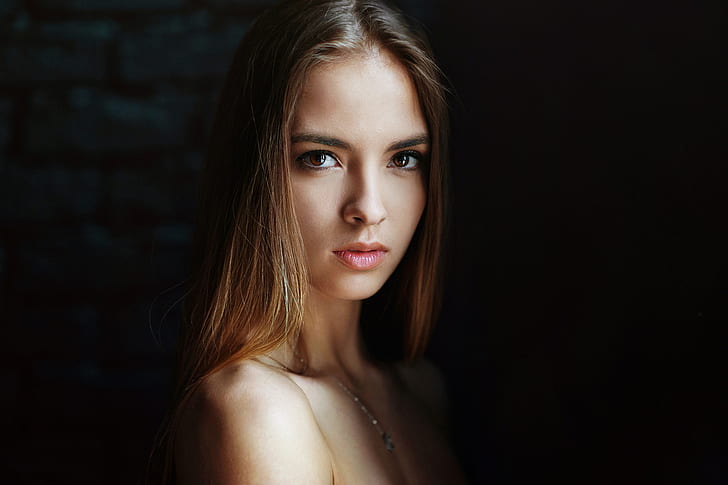 Maxim Maximov, women, Victoria Lukina, brunette, long hair, HD wallpaper