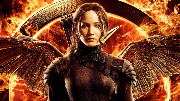 Jennifer Lawrence The Hunger Games Fire Brunette HD, movies, HD wallpaper