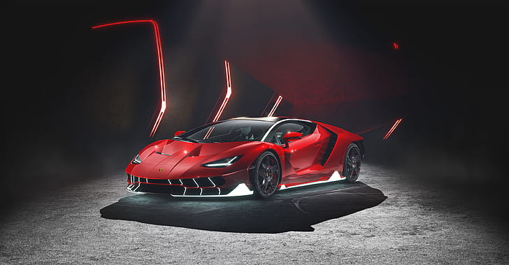 Lamborghini Centenario, supercars, red