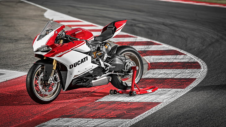 red and white Ducati sports bike, Ducati 1299 Panigale S, speedbike, HD wallpaper