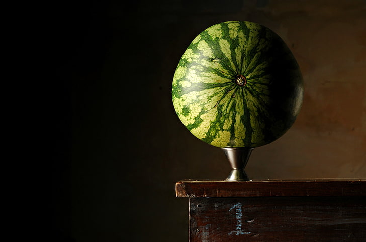 melons, still life, fruit, cup, indoors, green color, close-up, HD wallpaper