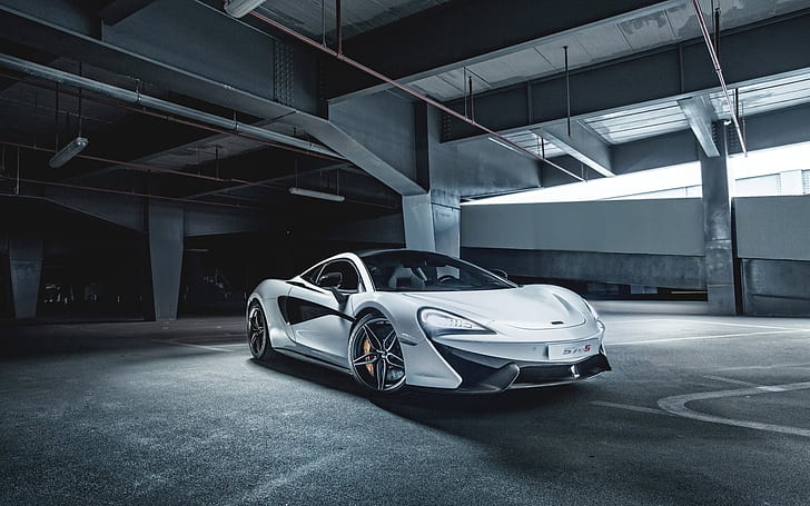 2015 McLaren 570S white supercar, parking, HD wallpaper