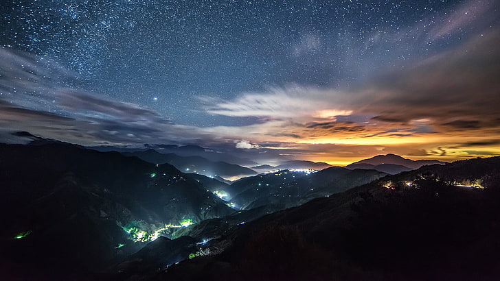 hehuanshan, night, Taiwan, mountains, HD wallpaper