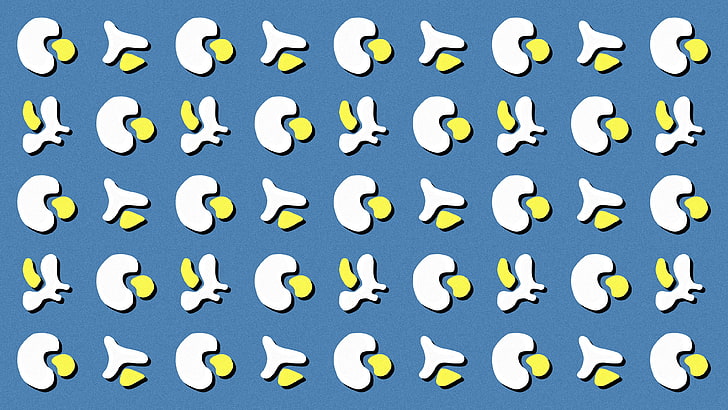 Flatdesign, pattern, simple, abstract, blue, yellow, large group of objects