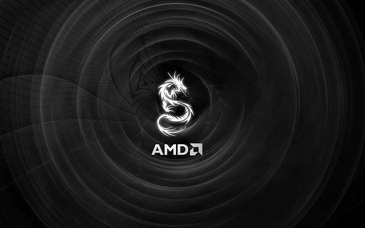 AMD Dragon, AMD logo, Computers, illuminated, motion, blurred motion, HD wallpaper