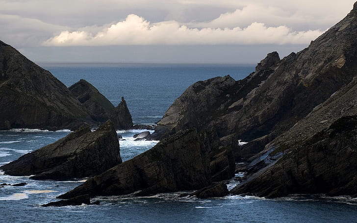 Port Donegal Ireland, sea, rocks, waves, HD wallpaper