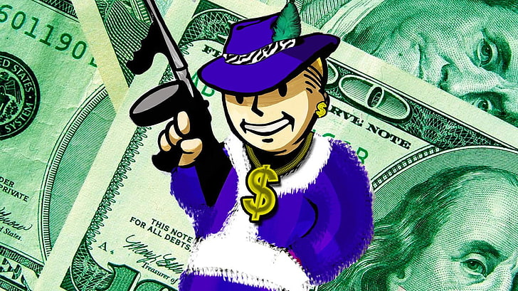 woman wearing purple coat illustration, Vault Boy, Fallout, finance, HD wallpaper