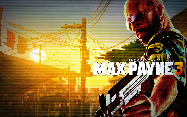 max payne 3, weapon, pistol, machine gun, uzi, bald, glasses, rockstar games, max payne 3, HD wallpaper