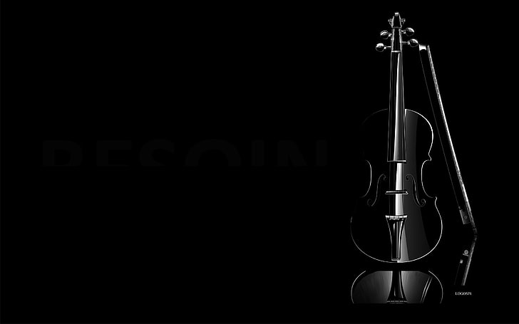 darkness, background, black, violin, minimalism, music, black Color, HD wallpaper