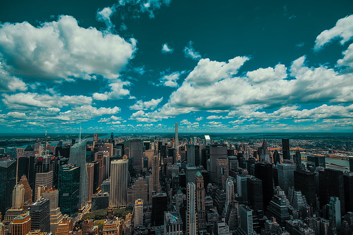 aerial photography of city skyline during daytime, New York City, HD wallpaper