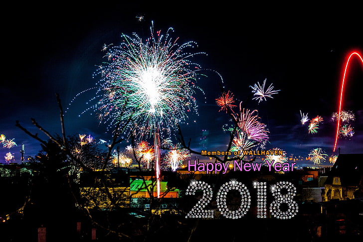 Happy New Year 2018 wallpaper, 2018 (Year), fireworks, celebration
