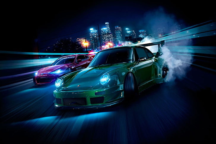 green coupe, video games, Rocket Bunny, Subaru BRZ, Porsche 911, HD wallpaper