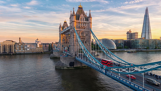 HD wallpaper: bridge, sunset, traffic, Tower Bridge, London | Wallpaper ...