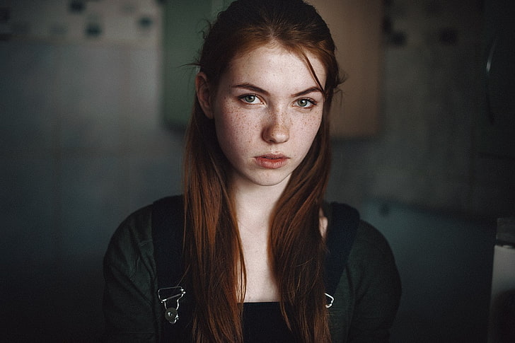 women, redhead, green eyes, portrait, young adult, young women, HD wallpaper