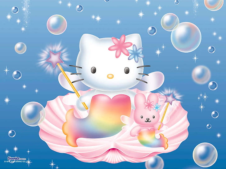 bubbles Hello Kitty Mermaid in a Shell Anime Hello Kitty HD Art, HD wallpaper