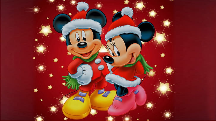 HD wallpaper: Mickey And Minnie Mouse Christmas Theme Desktop Wallpaper Hd  For Mobile Phones And Laptops 3840×2160 | Wallpaper Flare