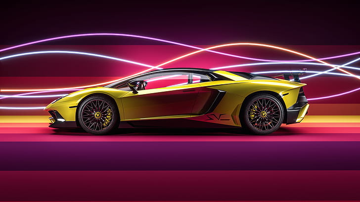Alex Vatavu, colorful, car, Lamborghini, Lamborghini Aventador, HD wallpaper