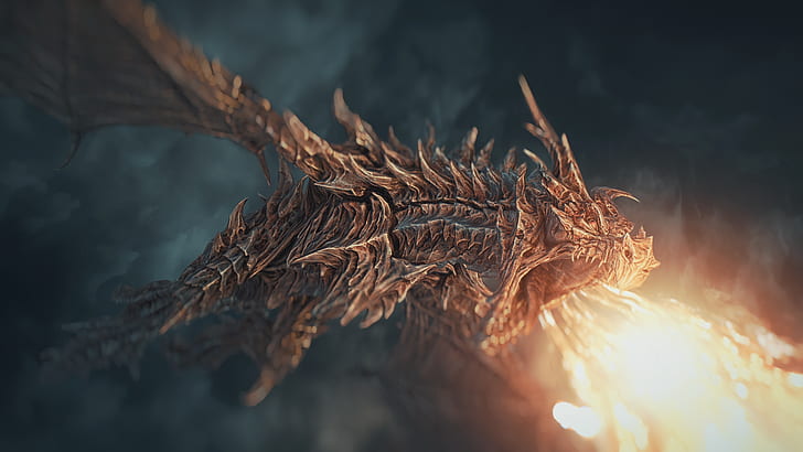 Alduin, The Elder Scrolls V: Skyrim, dragon, HD wallpaper