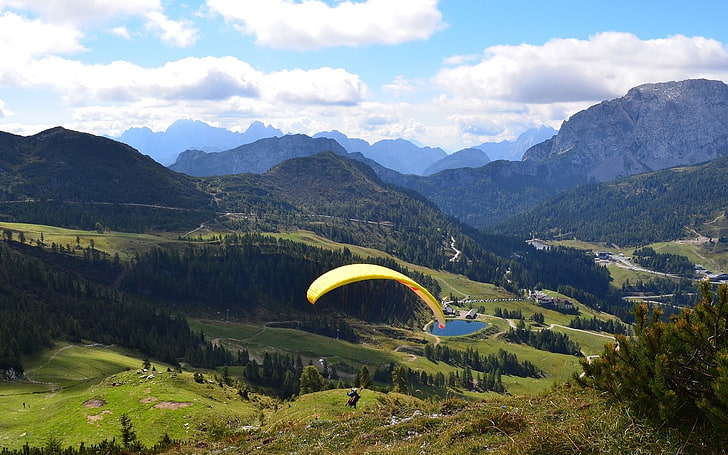 Alps in Carinthia, Austria, paragliding, mountains, scenics - nature, HD wallpaper
