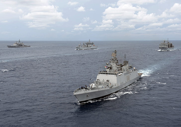 warship, Indian-Navy, sea, nautical vessel, water, transportation, HD wallpaper