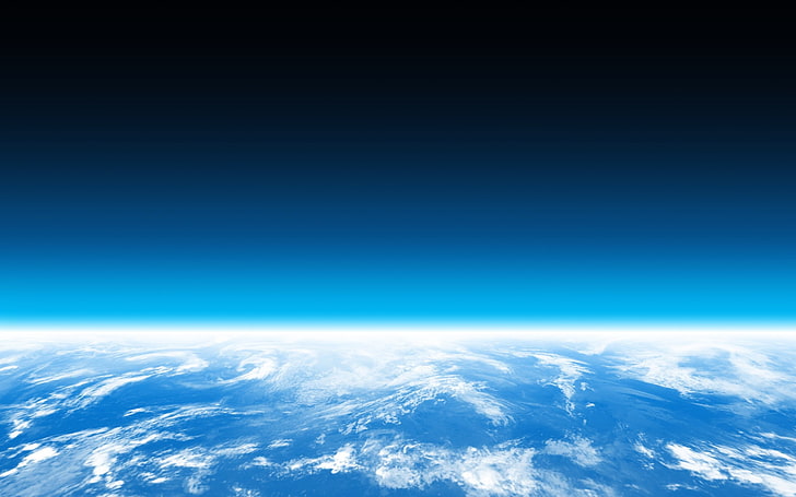 earth atmosphere, space, blue, sky, planet earth, aerial view, HD wallpaper