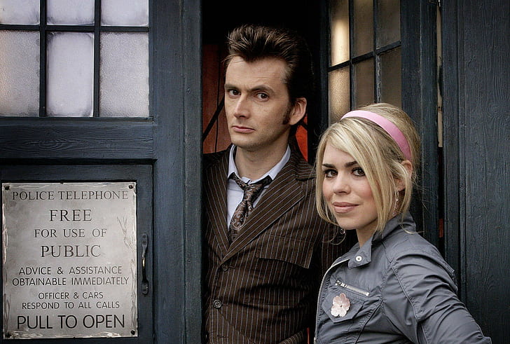 David Tennant, Doctor Who, Billie Piper, Tenth Doctor, TARDIS, HD wallpaper