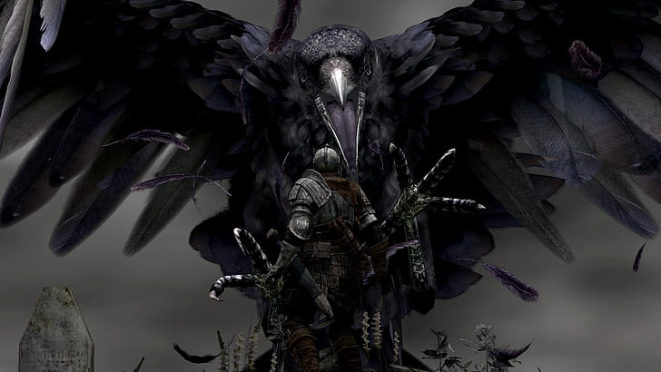 Dark Souls Black Knight Sword Medieval Crow HD, video games, HD wallpaper