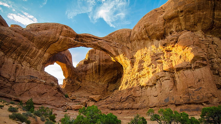 double arch, arches national park, utah, united states, awesome, HD wallpaper