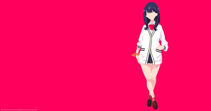 Anime, SSSS.Gridman, Blue Hair, Girl, Minimalist, Rikka Takarada
