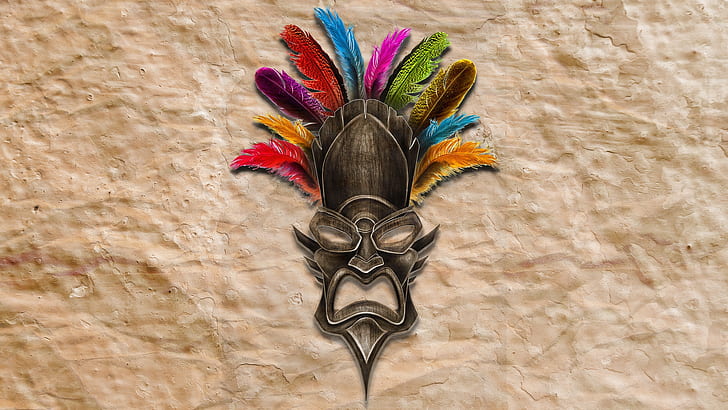 Aku-Aku Crash Bandicoot Tribal Mask Feathers HD, video games