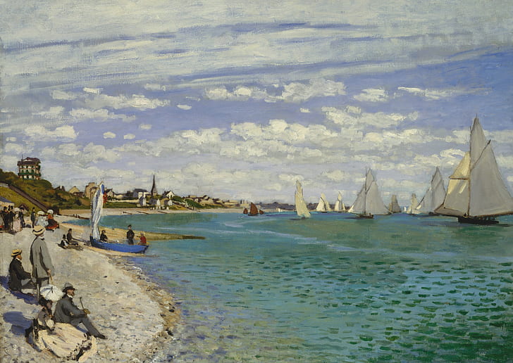 boat, picture, yacht, sail, seascape, Claude Monet, Regatta at Sainte-Adresse