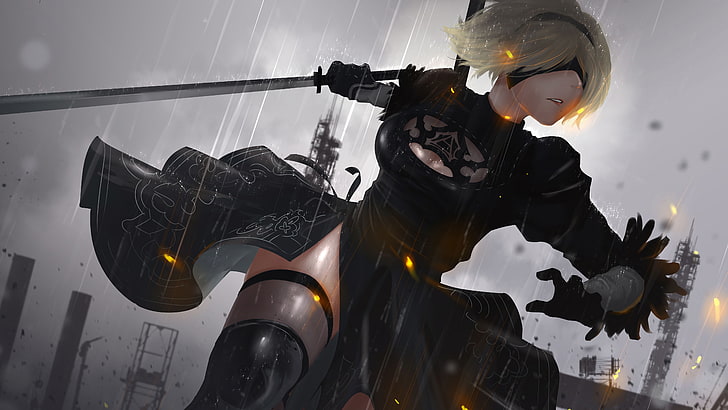 88 Girl, Girl With Weapon, Nier: Automata, real people, one person, HD wallpaper