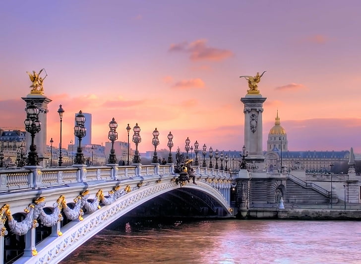 Bridges, Pont Alexandre III, France, Paris, Statue, HD wallpaper
