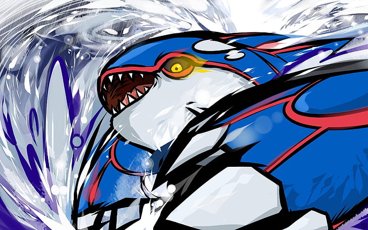 blue, red, and gray character artwork, Pokémon, kyogre, Pokemon Sapphire