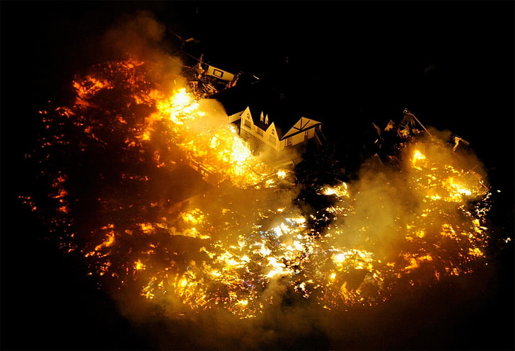fire, night, burning, motion, flame, heat - temperature, fire - natural phenomenon, HD wallpaper