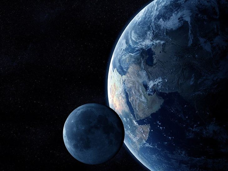 Earth planet wallpaper, space, Moon, planet earth, planet - space