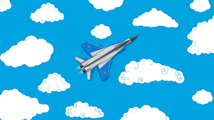 artwork, aircraft, vehicle, sky, cloud - sky, blue, nature, HD wallpaper