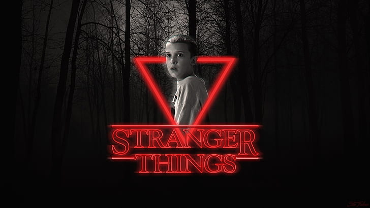 Stranger Things, 1980s, neon, Photoshop, texture, typography, HD wallpaper