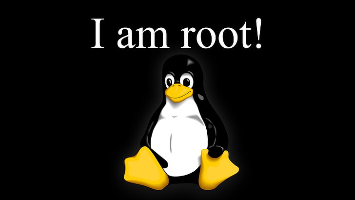 white and black penguin with i am robot text overlay, Linux, GNU
