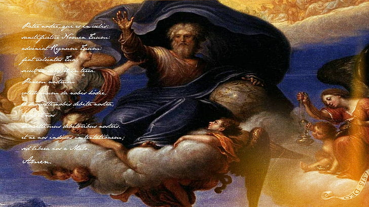Pater Noster, God, angel, religious, HD wallpaper
