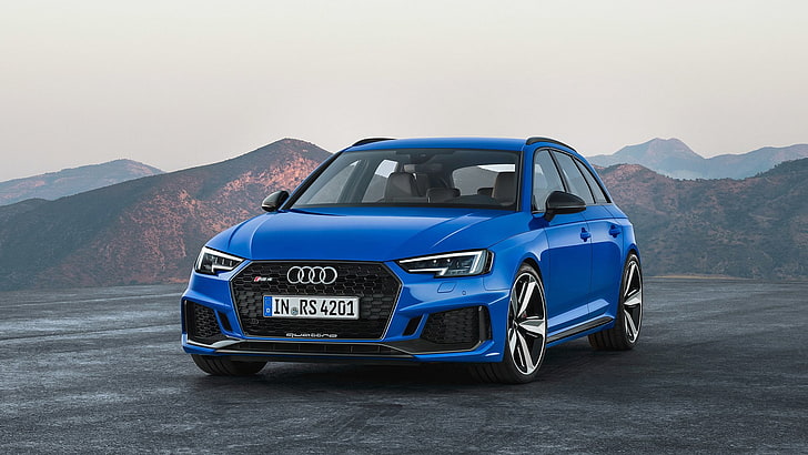 Audi, Audi RS4, Audi RS4 Avant, Blue Car, Compact Car, Luxury Car, HD wallpaper