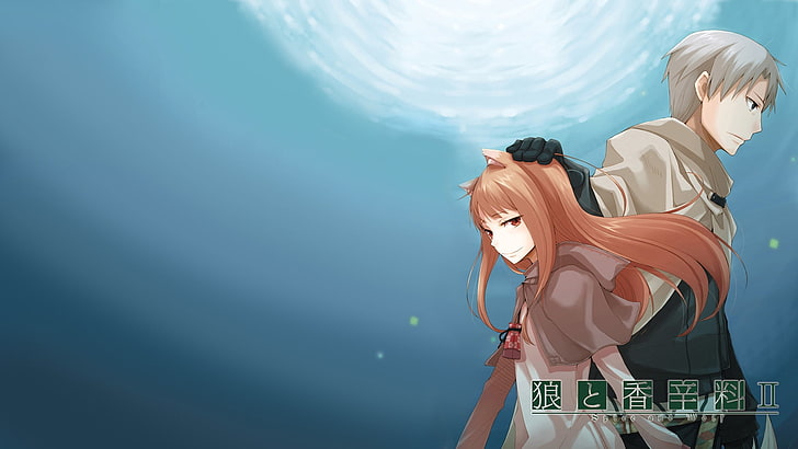 man holding girl's head anime illustration, ayakura juu, spice and wolf, HD wallpaper