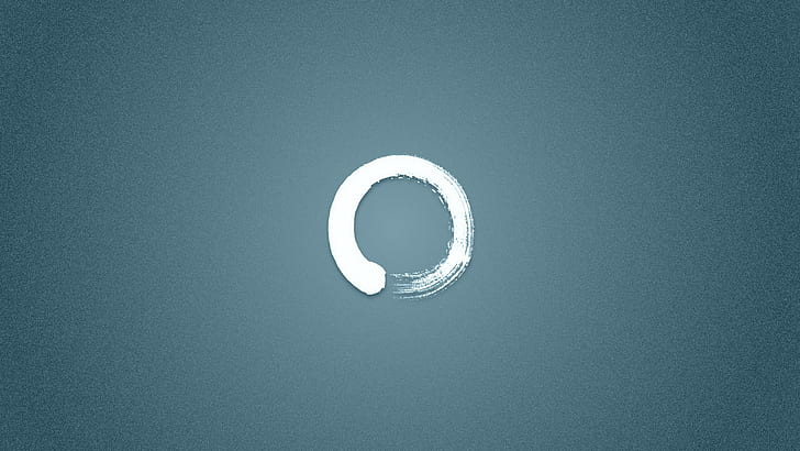 blue background, circle, minimalism, ensō, zen, digital art, HD wallpaper