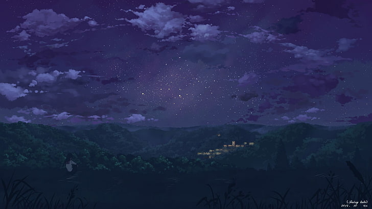 HD wallpaper: untitled, anime, night, landscape, stars, sky, beauty in  nature | Wallpaper Flare