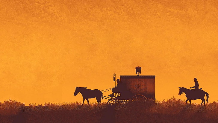 carriage and man riding horse wallpaper, Django Unchained, movies, HD wallpaper