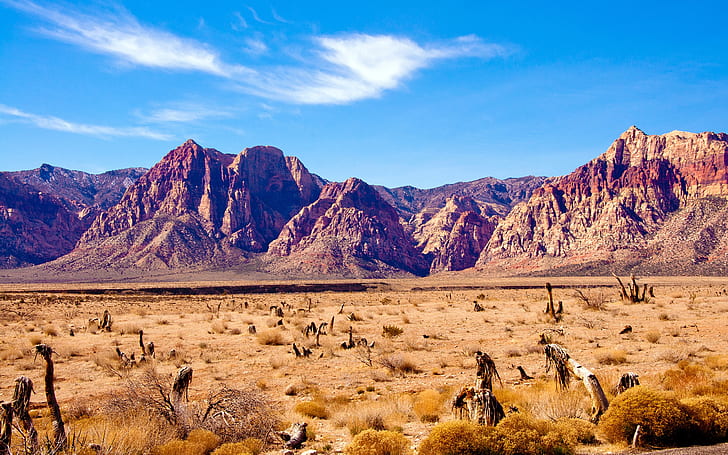 Nevada desert, rocks mountains, red rock canyon, HD wallpaper