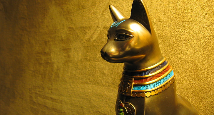 cat, Egypt, Bastet, the cult, Golden statue, HD wallpaper