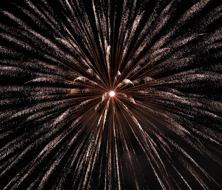 salute, fireworks, celebration, sparks, glitter, bright, illuminated, HD wallpaper