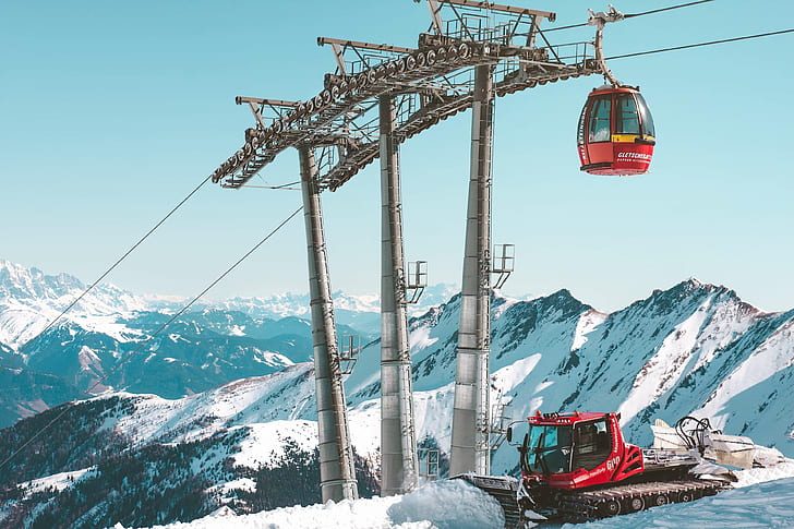 adventure, alpine, cable car, cold, high, ice, landscape, lift, HD wallpaper